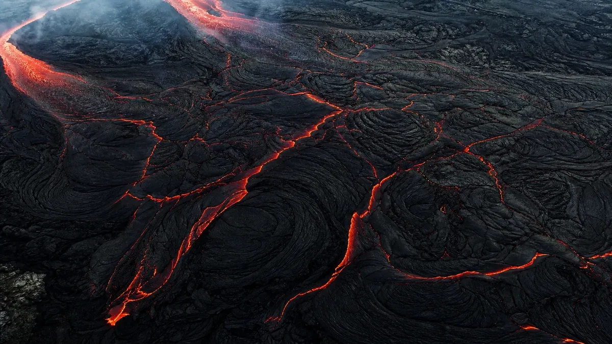 Lava Fields illustrated volcanic landscape scene