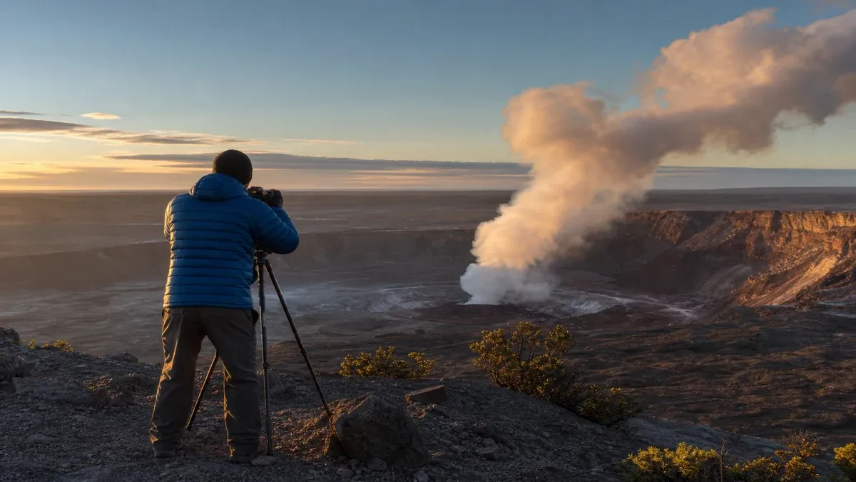 Photography volcanic landscape guide illustration