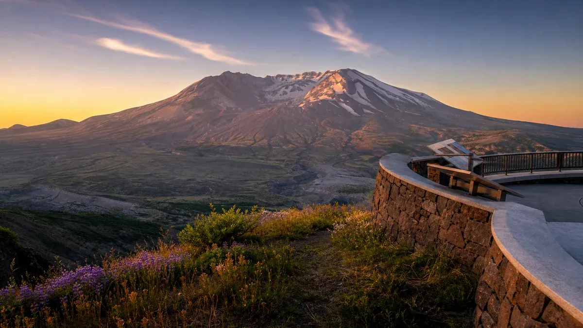 Scenic Viewpoints volcanic landscape guide illustration