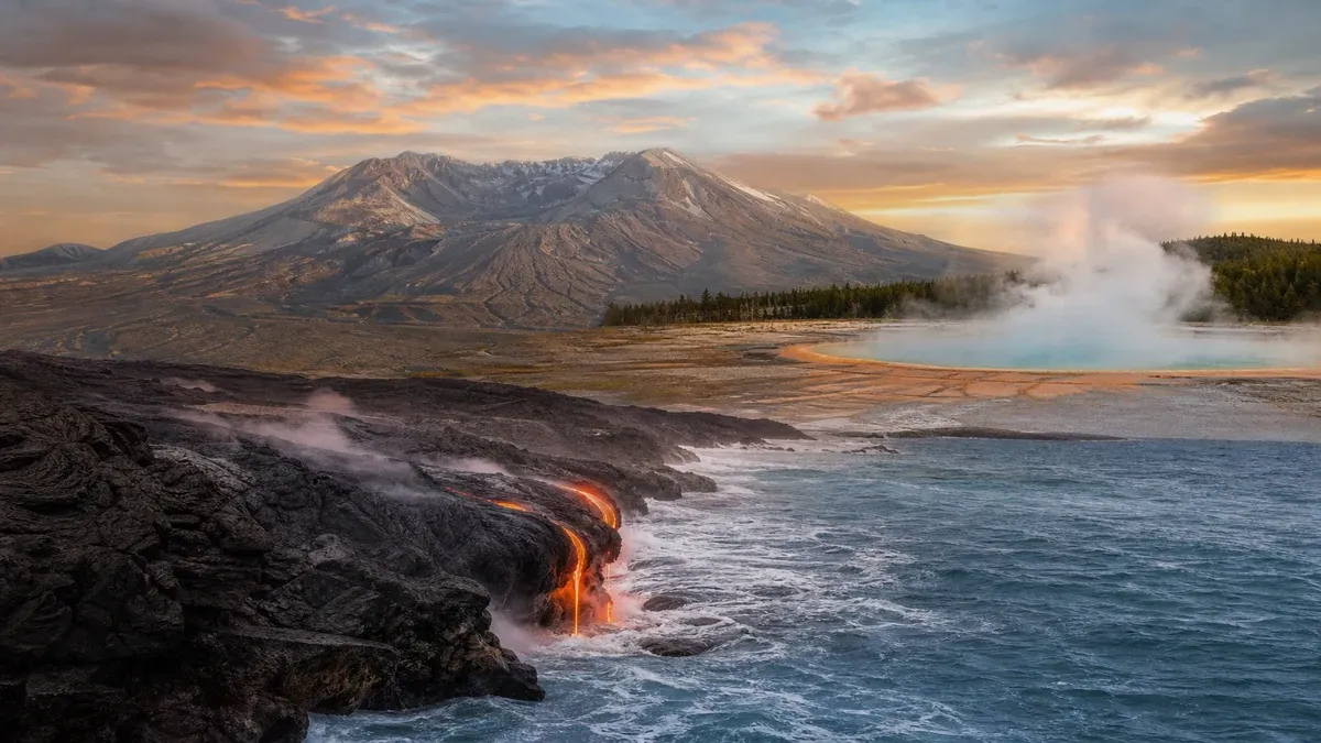 Volcano Destinations volcanic landscape guide illustration